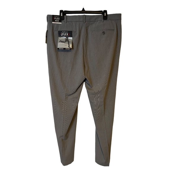 Van Heusen Flex Fit Dress Pants Mens 36 x 32L Grey Check Straight Leg Non Iron - Picture 8 of 11